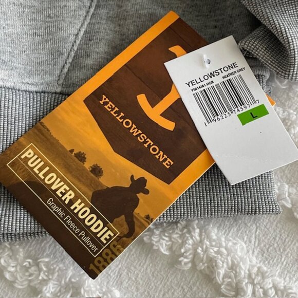 Yellowstone Dutton Ranch Logo Gray Hoodie Kangaroo Pocket - Size L - NWT - Picture 5 of 9